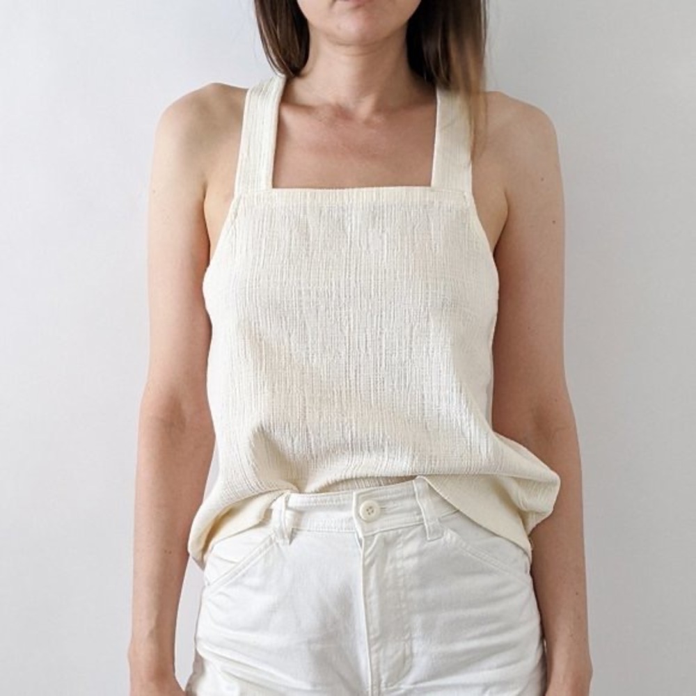 Madewell Apron Cross Back Tank Top Cream White Size Small
